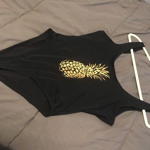 BLACK/GOLD ONE PIECE PINEAPPLE BATHING SUIT